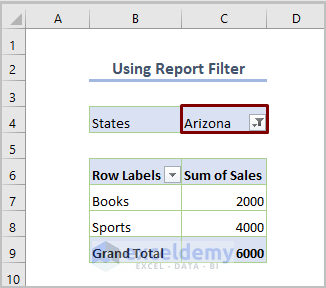 Using Report Filter to Filter Excel Pivot Table