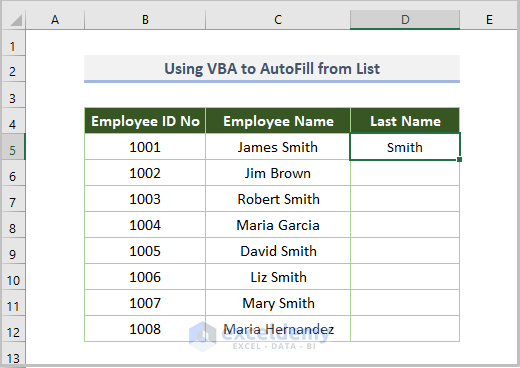 Utilizing VBA to AutoFill from List