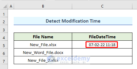 Use the VBA FileDateTime Function to Identify the last modification date of a distinct file