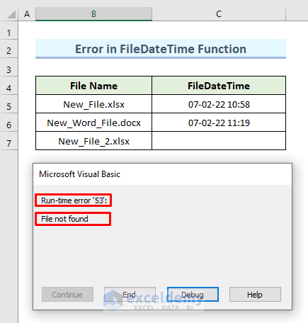 Error While Using VBA FileDateTime Function