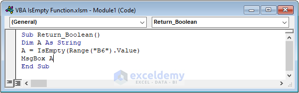 VBA IsEmpty to Return a Boolean Value