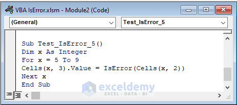 Show the Status of Object within Worksheet Through IsError Function