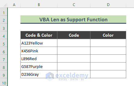 Use VBA Len as Support Function