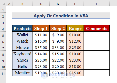 Apply Condition to Test Result Using VBA Or