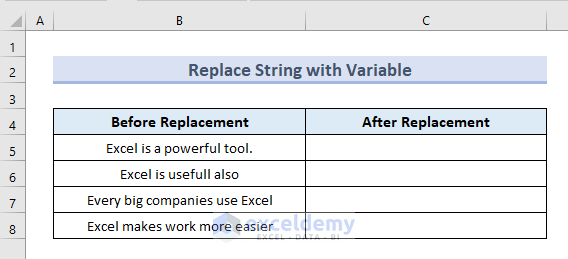 Replace String with Variables