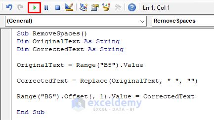Remove Spaces Using VBA Replace