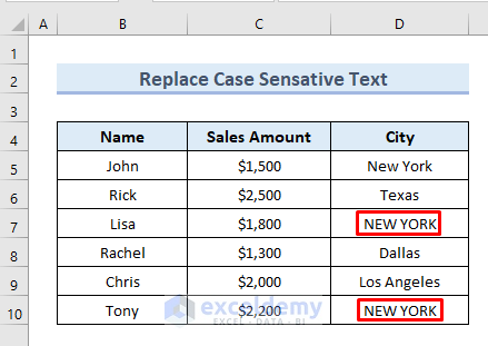 Apply VBA Replace Function for Case Sensitive Replacement
