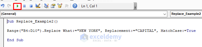 Apply VBA Replace Function for Case Sensitive Replacement