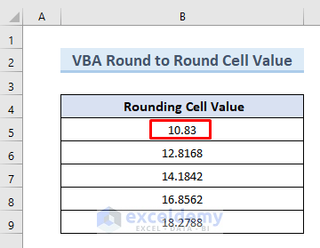 Use VBA Round Function to Round Cell Value