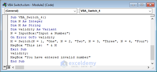 Insert Invalid Value when Applying a Switch Function