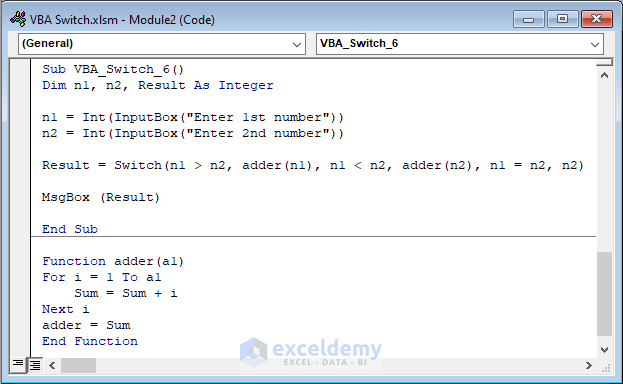 Another Function with VBA Switch