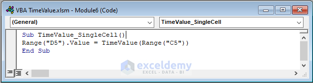 Return Time Value on Worksheet for a Single Cell