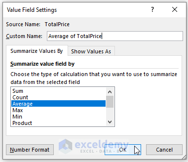 Average-Pivot Table Calculated Sum Divided by Count