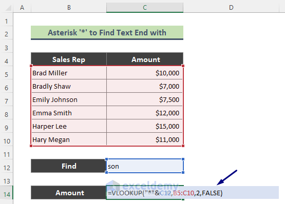 Find Approximate Match Where Cell Value Ends with Particular Text