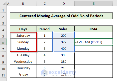 How to Calculate Centered Moving Average in Excel