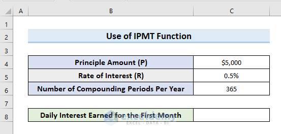 Calculate Daily Compound Interest Using IPMT Function