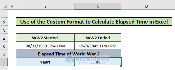 Calculate Elapsed Time in Excel