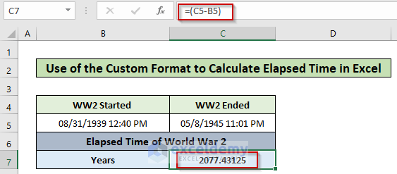 Calculate Elapsed Time in Excel