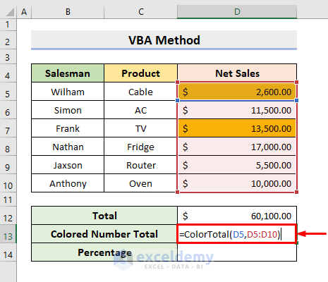Percentage Calculation Based on Cell Color with Excel VBA