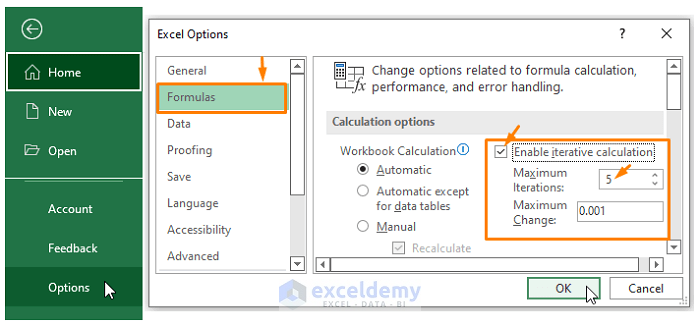 Allowing Circular Reference Excel