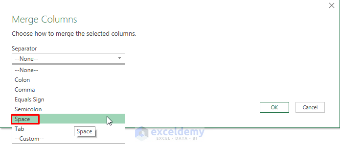 Concatenate Columns Using Excel Merge Columns Feature