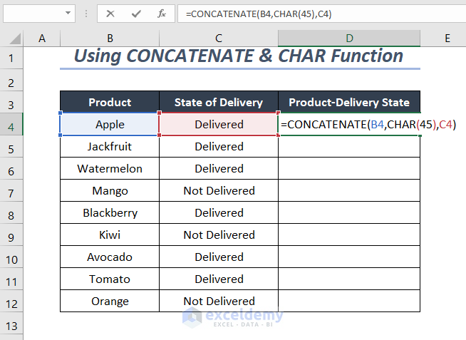 CONCATENATE & CHAR function