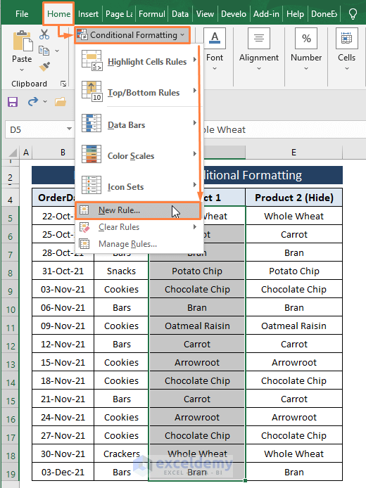 conditional formatting-Excel Filter Unique