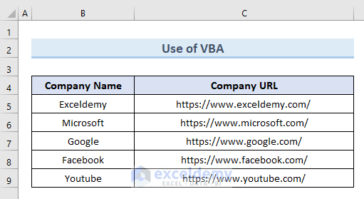 Use VBA Code to Convert Text to Hyperlink in Excel