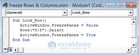 Freeze Rows & Columns with VBA in Excel