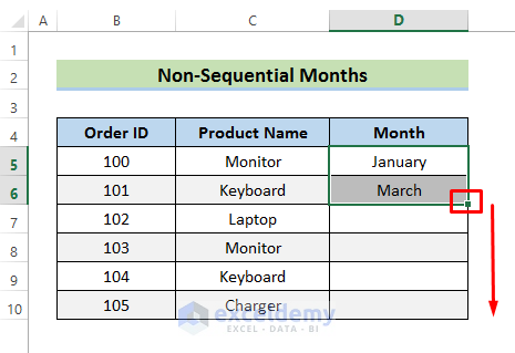 AutoFill for Non-Sequential Month Names Creation