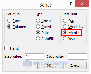 Use of Ribbon to AutoFill Months in Excel