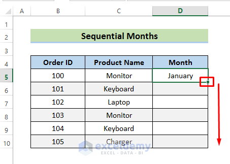 AutoFill to Create Month Names Sequentially