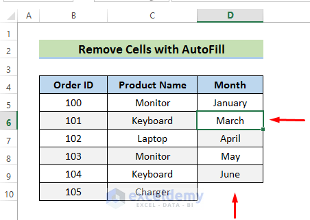 Remove Month Containing Cells with AutoFill in Excel
