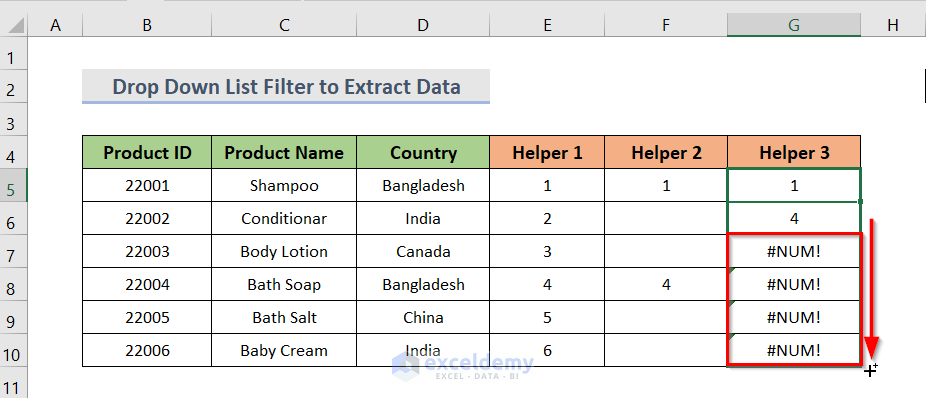Excel Drop Down List Filter to Extract Data