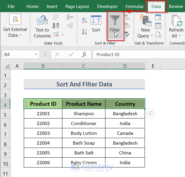 Excel Sort And Filtering Data from Drop Down List