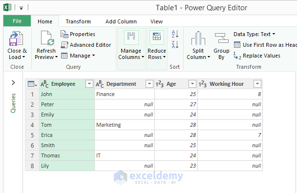 Excel Power Query for Filling Down Blanks