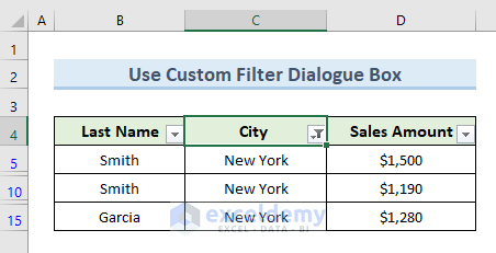 Filter Excel Data with Custom Filter Dialogue Box