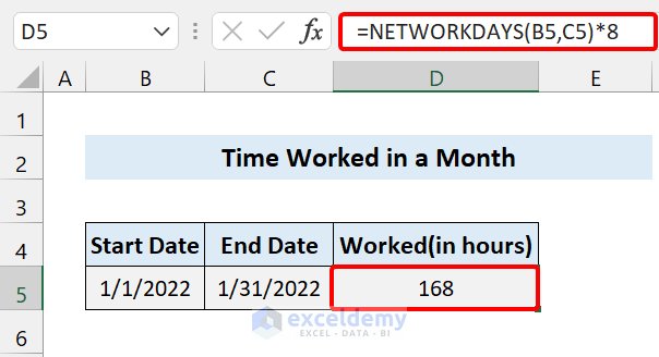 How to Calculate Total Hours in a Month in Excel
