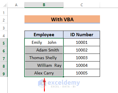 Apply VBA to Remove Extra Spaces in Excel