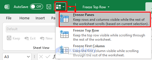 select freeze panes to freeze multiple top rows