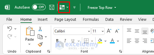 magic freeze tool in excel to freeze top row