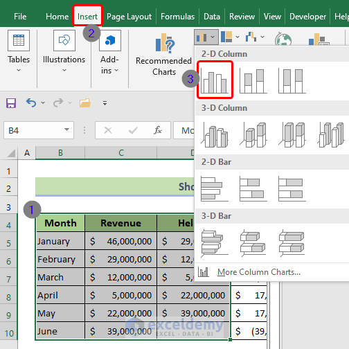 Show Percentage Change in Excel Graph: Generate a graph