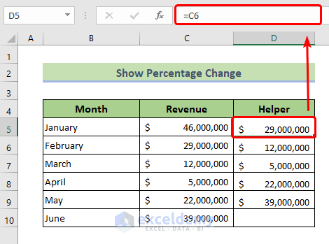 Show Percentage Change in Excel Graph: Create Data Table