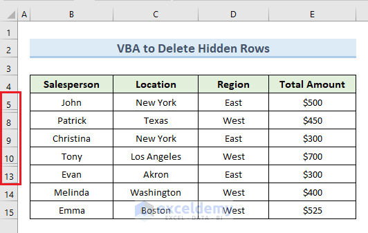 Hidden Rows Delete from Specific Range Using VBA