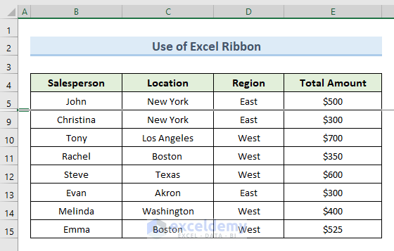 Use Excel Ribbon to Unhide Excel Hidden Rows