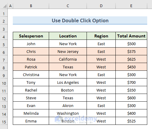 Use Double Click to Unhide Rows in Excel