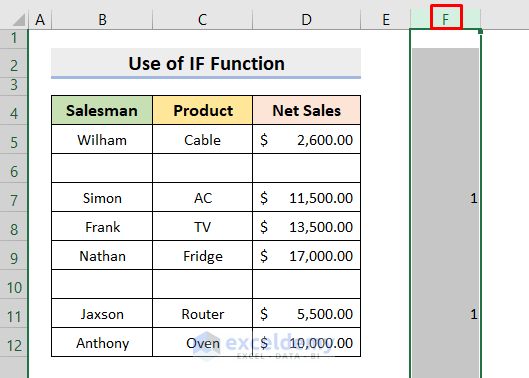 Enter Row Below Blank Cell in Excel