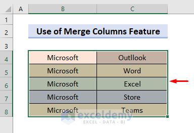 Merge Excel Text Cells with Merge Columns Feature