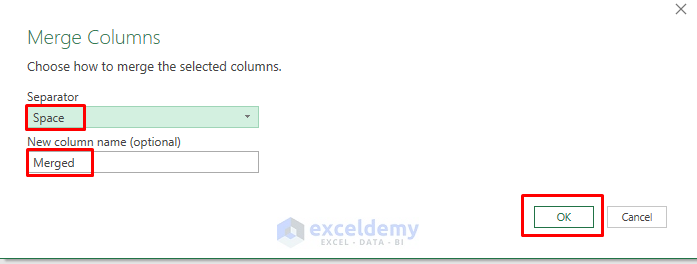 Merge Excel Text Cells with Merge Columns Feature