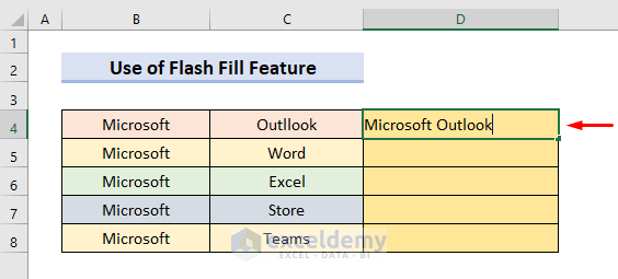 Use ‘Flash Fill’ Feature in Excel to Merge Text Cells